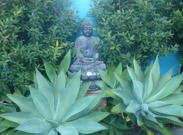 Buddhist statue in a garden